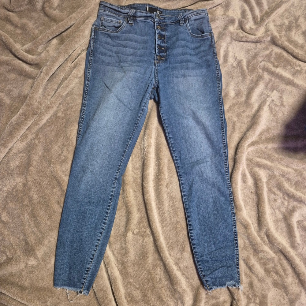 Kut from the Kloth Connie Fab Ab Ankle Skinny Jeans Button Fly Raw Hem Size 12